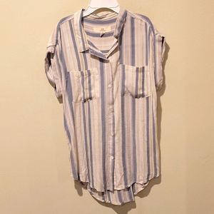 ❤ THREAD & SUPPLY STRIPED BUTTON DOWN TOP, SMALL